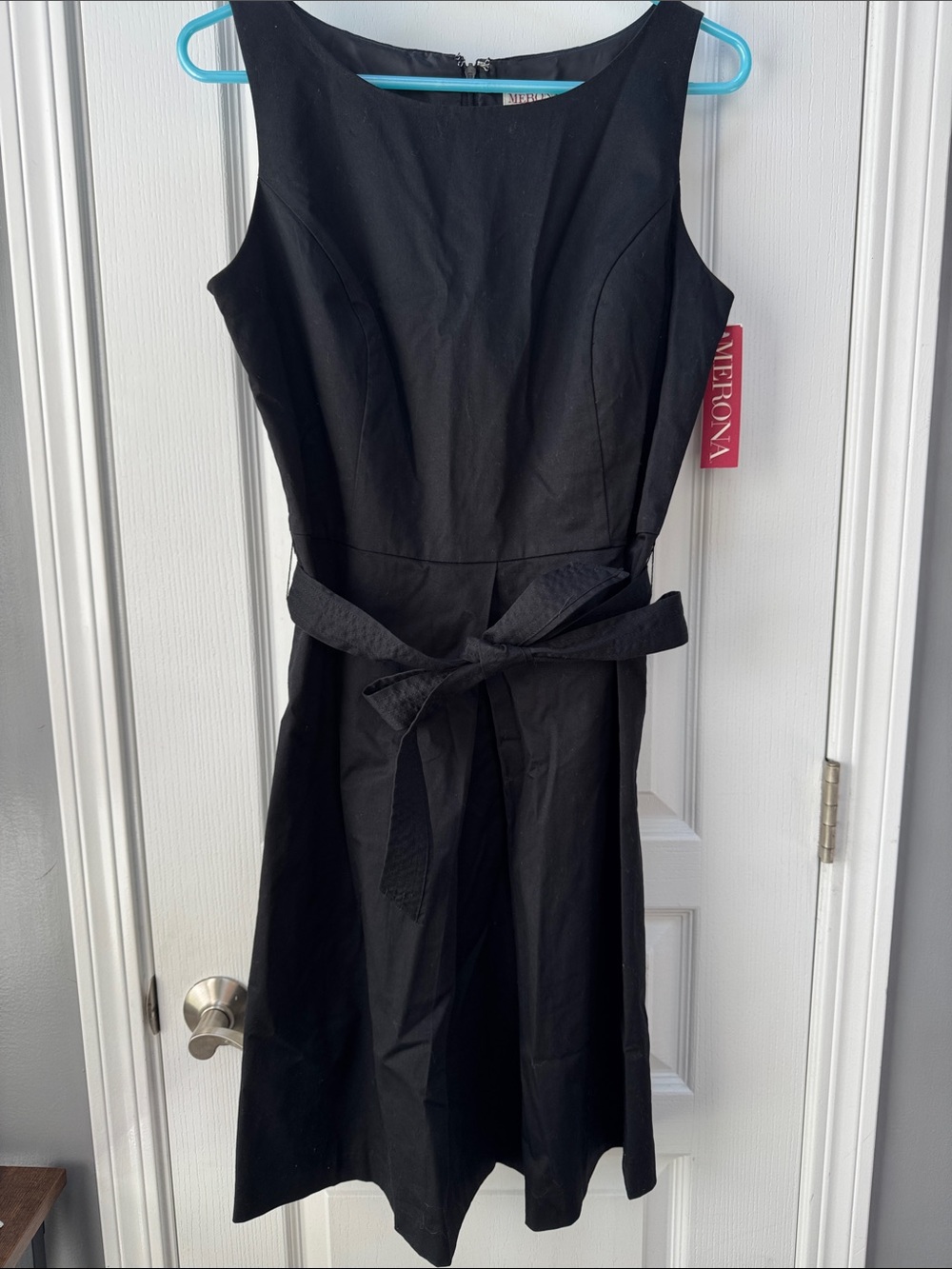 NWT Merona Black Sleeveless Belted Fit-and-Flare Dress